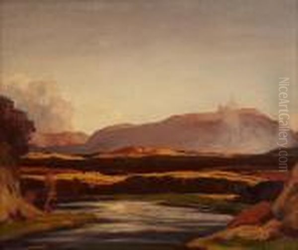 Moonrise In Badenoch Oil Painting by David Young Cameron