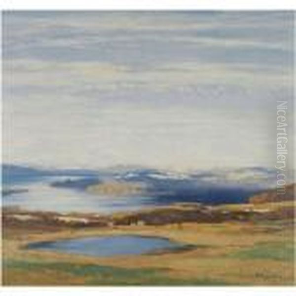 Firth Of Lorne, Dunollie Castle And Oban Bay Oil Painting by David Young Cameron