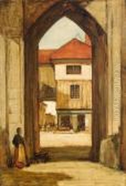 French Archway Oil Painting by David Young Cameron