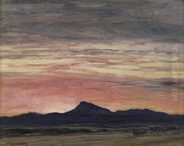 Sunset, Ben Ledi Oil Painting by David Young Cameron