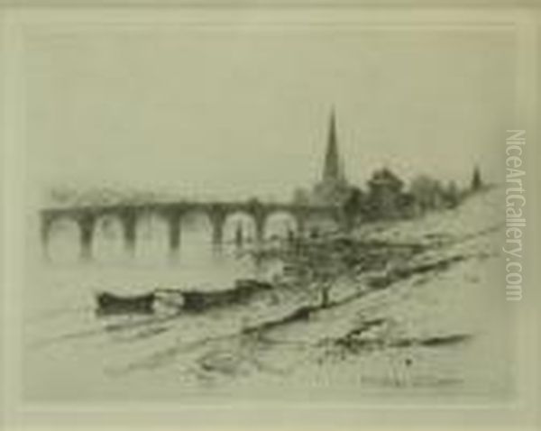 Perth Bridge Oil Painting by David Young Cameron