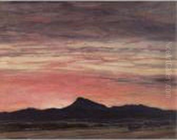 Sunset, Perthshire Hills Oil Painting by David Young Cameron