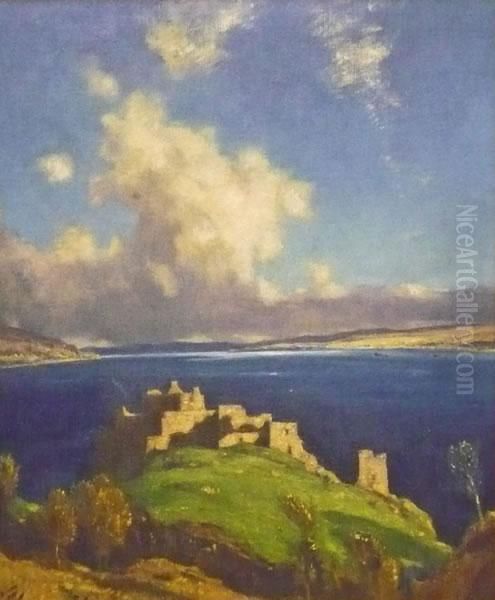 'castle Urquhart And Loch Ness Oil Painting by David Young Cameron