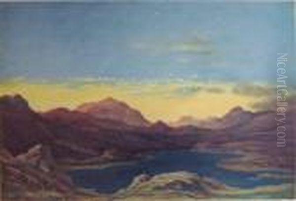 'highland Scene', Lithograph, 32cm X 46cm, Signed In Pencil And In Stone, Framed Oil Painting by David Young Cameron