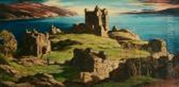 Castle Urquhart, Loch Ness Oil Painting by David Young Cameron