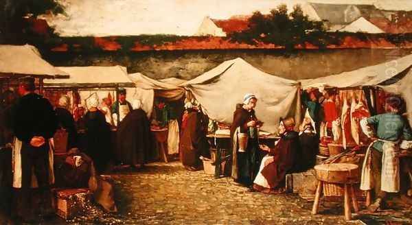 At the Market Oil Painting by Josse Impens