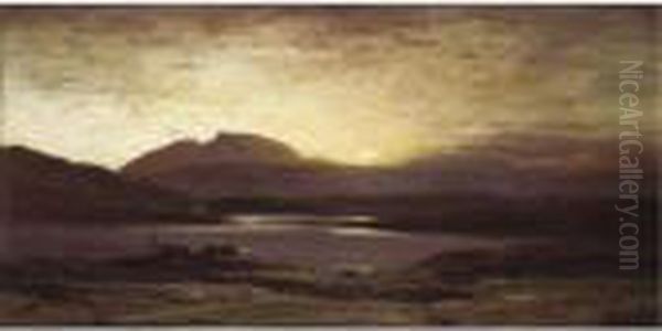 Sundown Lock Lomond Oil Painting by David Young Cameron