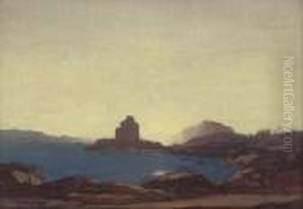 View Of Duart Castle, Isle Of Mull, Argyll Oil Painting by David Young Cameron