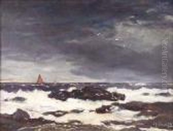 Atlantic Rollers Oil Painting by David Young Cameron