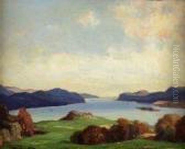 Kerrera Sound, Oban Oil Painting by David Young Cameron