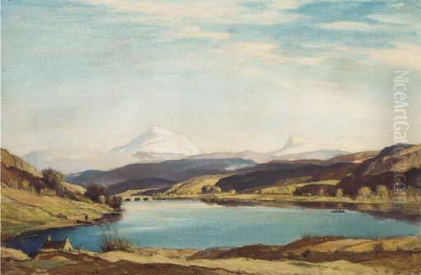 The Snow-covered Hills, Loch Goil Oil Painting by David Young Cameron