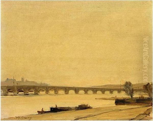 Berwick Bridge Oil Painting by David Young Cameron