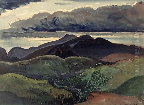 The Dark Mountains Brecon Beacons Oil Painting by James Dickson Innes