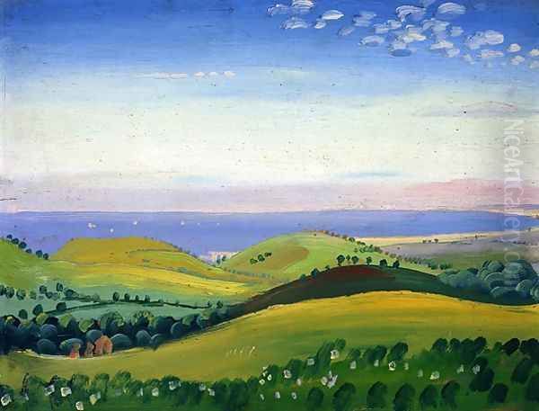 View from the White Hart Guestling Sussex Oil Painting by James Dickson Innes