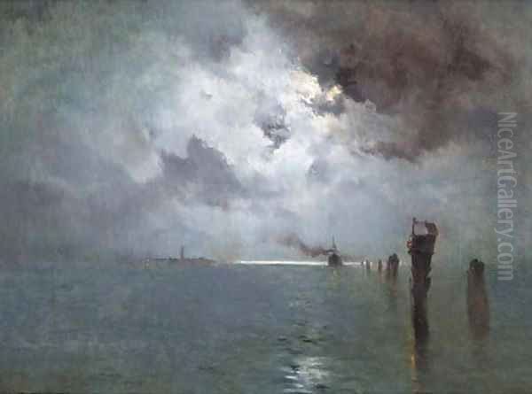 The Venetian lagoon at night Oil Painting by Marie Joseph Leon Clavel Iwill