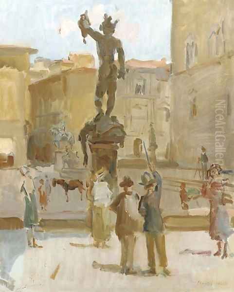 Ancient beauty visitors at The Piazza della Signoria, Florence Oil Painting by Isaac Israels