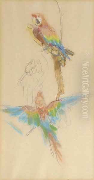 Colourful parrots from Artis Zoo Oil Painting by Isaac Israels