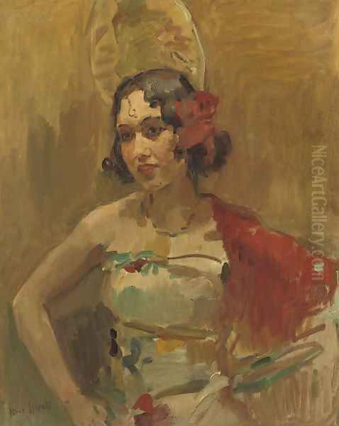 Danseres met roode sjaal a Spanish beauty Oil Painting by Isaac Israels