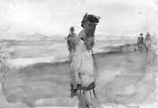 Elegant ladies on the beach of Viareggio Oil Painting by Isaac Israels