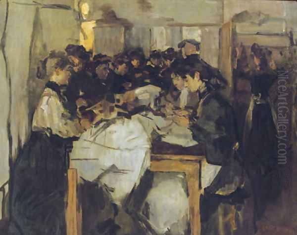 Seamstresses at Atelier Paquin, Paris Oil Painting by Isaac Israels