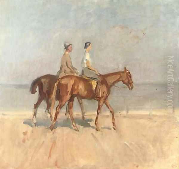 An afternoon ride on Scheveningen beach Oil Painting by Isaac Israels