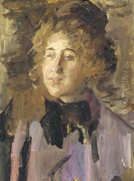 Dame in violet a lady in violet Oil Painting by Isaac Israels