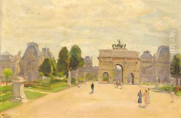 Devant le Louvre, Jardin des Tuilleries, Paris Oil Painting by Isaac Israels