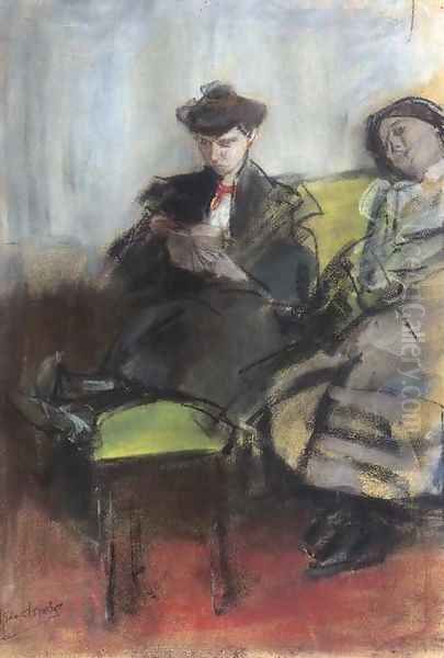 Interieur met twee dames Oil Painting by Isaac Israels