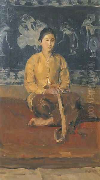 A Javanese woman seated Oil Painting by Isaac Israels