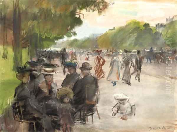 Elegant Parisians along an allee in the Bois de Boulogne, Paris Oil Painting by Isaac Israels