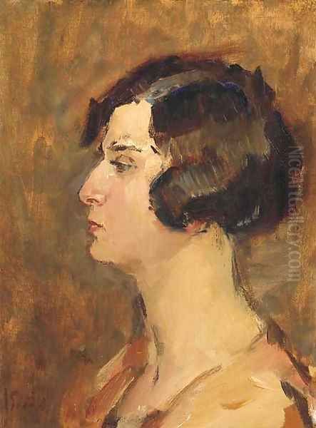 En profile Oil Painting by Isaac Israels