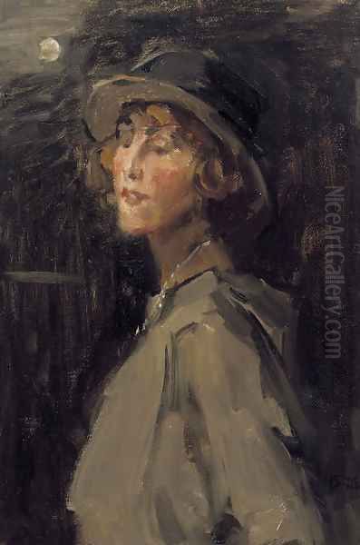 Lady in grey Oil Painting by Isaac Israels