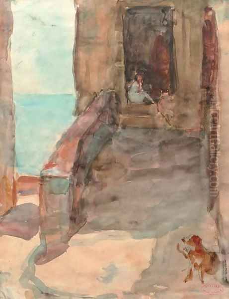 Sitting on the steps Oil Painting by Isaac Israels