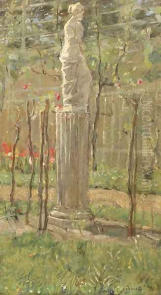 A classical statue in a park Oil Painting by Isaac Israels