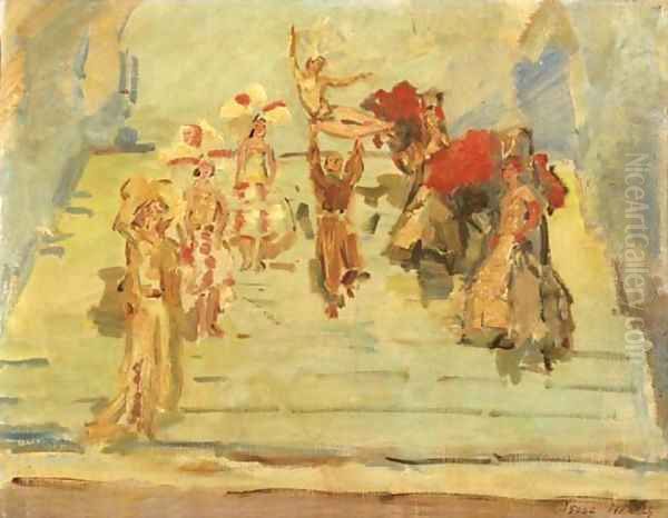 A revue-dance at the Scala theatre, The Hague Oil Painting by Isaac Israels