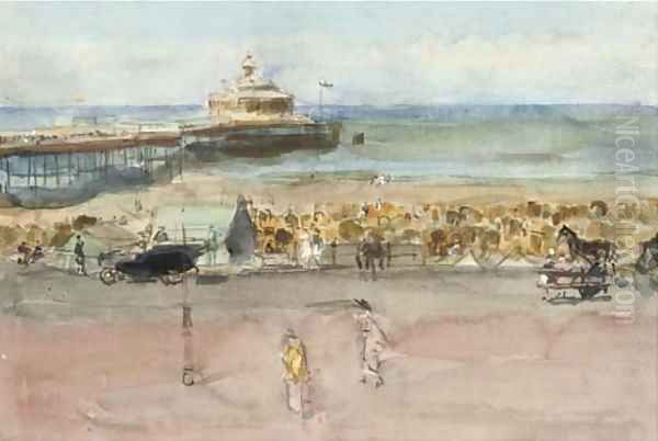 A sunny day on Scheveningen boulevard Oil Painting by Isaac Israels