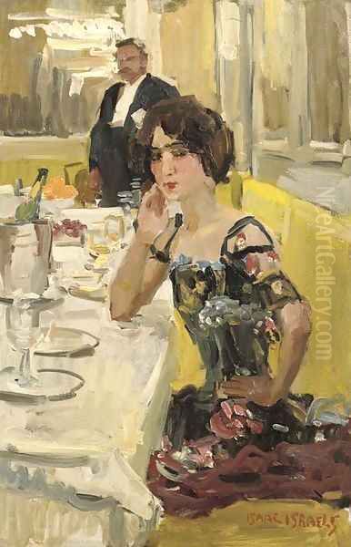 A table au Restaurant Le Perroquet, Paris Oil Painting by Isaac Israels