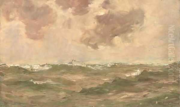 A steamship at sea Oil Painting by William Ayerst Ingram