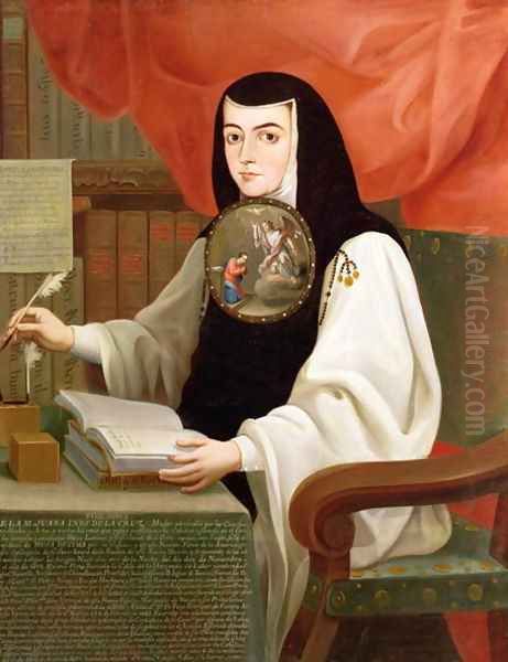 Sister Juana Ines de la Cruz 1648-95 Oil Painting by Andres de Islas