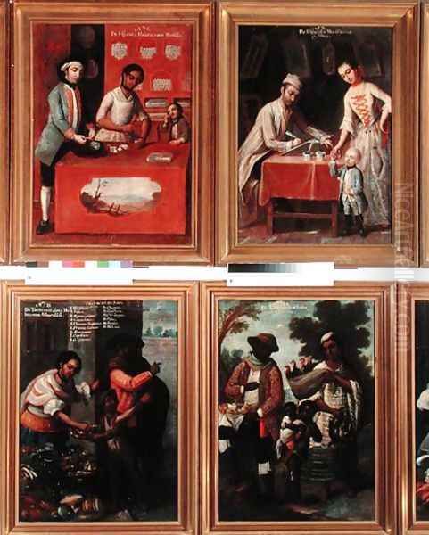 Four Different Racial Groups Oil Painting by Andres de Islas