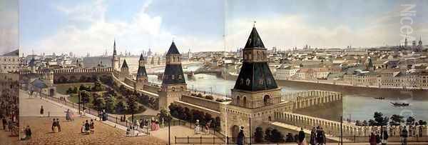 The Foundling Hospital and Zamoskvoreche from the Kremlin Oil Painting by Dmitri Indieitzeff