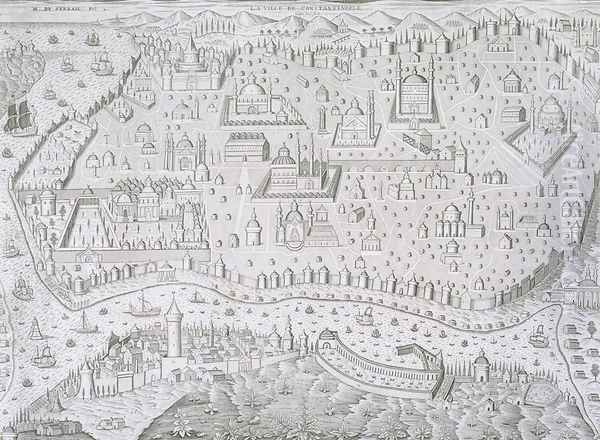 Town map of Constantinople Turkey Oil Painting by Jaspar de Isaac