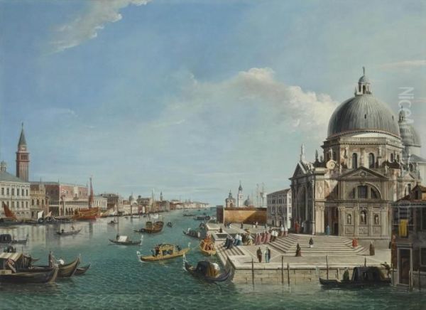 A View Of The Grand Canal Looking East Oil Painting by (Giovanni Antonio Canal) Canaletto