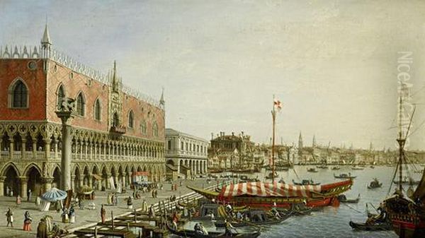 The Riva Degli Schiavoni With The Palazzo Ducale, Venice Oil Painting by (Giovanni Antonio Canal) Canaletto