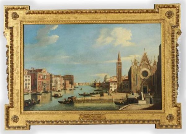 The Grand Canal, Looking East From The Carita Towards Thebacino Oil Painting by (Giovanni Antonio Canal) Canaletto