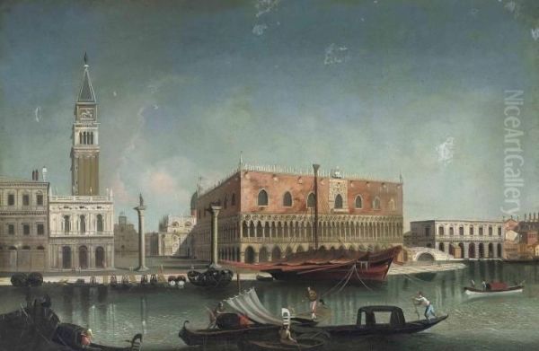 The Bacino Di San Marco, Venice,
 Looking East, With The Zecca, Thelibreria, The Piazzetta Of Saint Mark 
And The Ducal Palace Oil Painting by (Giovanni Antonio Canal) Canaletto