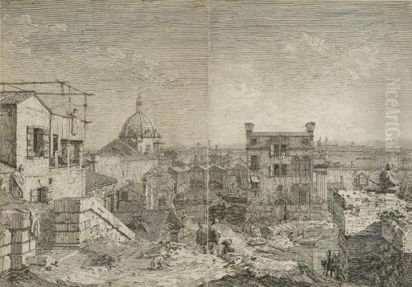 Etching On Two Sheets Oil Painting by (Giovanni Antonio Canal) Canaletto