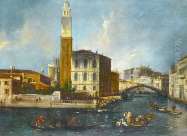 Vue Du Canal De Cannaregio Avec Le Palais Labia, Venise Oil Painting by (Giovanni Antonio Canal) Canaletto