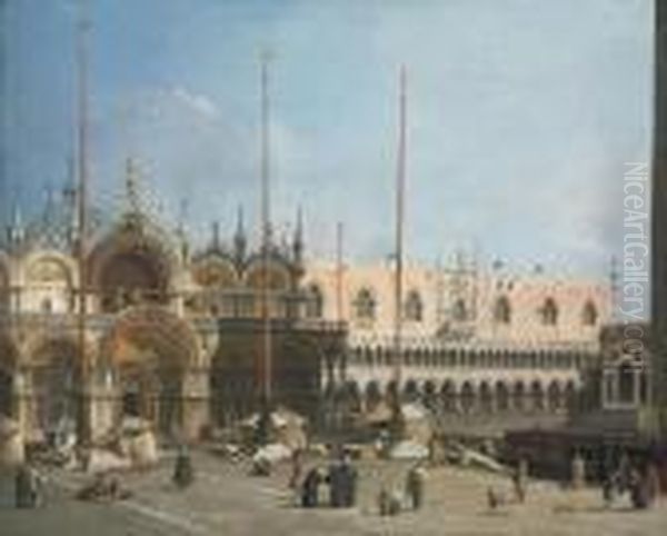 The Piazza San Marco, Venice Oil Painting by (Giovanni Antonio Canal) Canaletto