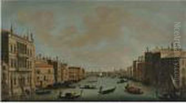 Venice, A View Of The Grand 
Canal Looking North-east From The Palazzo Balbi Towards The Rialto 
Bridge Oil Painting by (Giovanni Antonio Canal) Canaletto